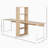 88" Extra Long 2-Person Computer Desk With Storage Shelves Combo, Double Workstation Storage Study Writing Table For Home Office, Bookshelf, Natural Wood