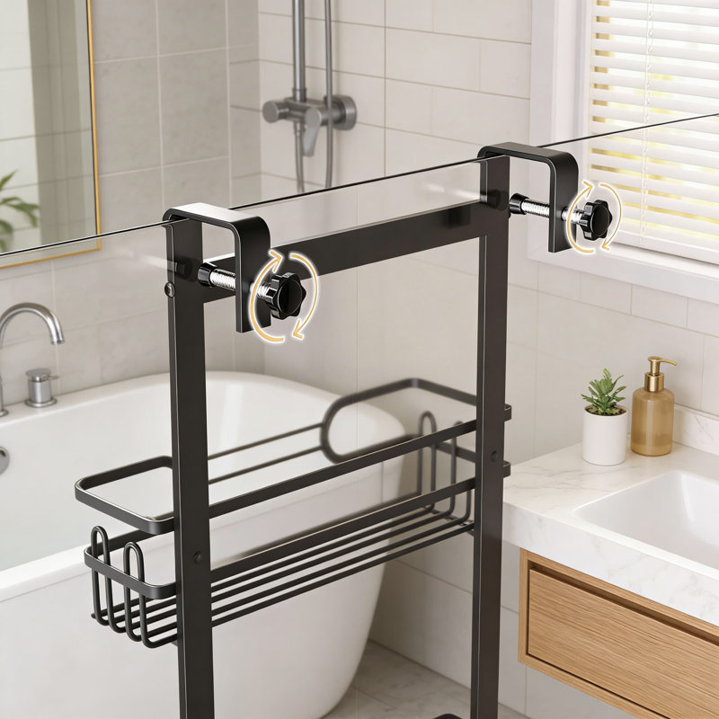 5-Tier Over The Door Shower Caddy Organizer With Adjustable Shelves, 2 Toothbrush Holders & 4 Hooks, Rustproof Bathroom Storage Solution For Maximum Space Efficiency