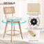 Tabouret de comptoir pivotant de 26,2 po avec dossier en canne de rotin et structure en bois massif Uniondale-260546551