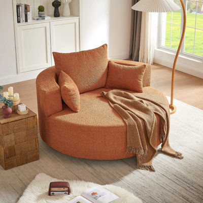 Fauteuil d'appoint pivotant à 360 ° avec 3 coussins amovibles pour le salon, la chambre à coucher, le bureau et l'hôtel