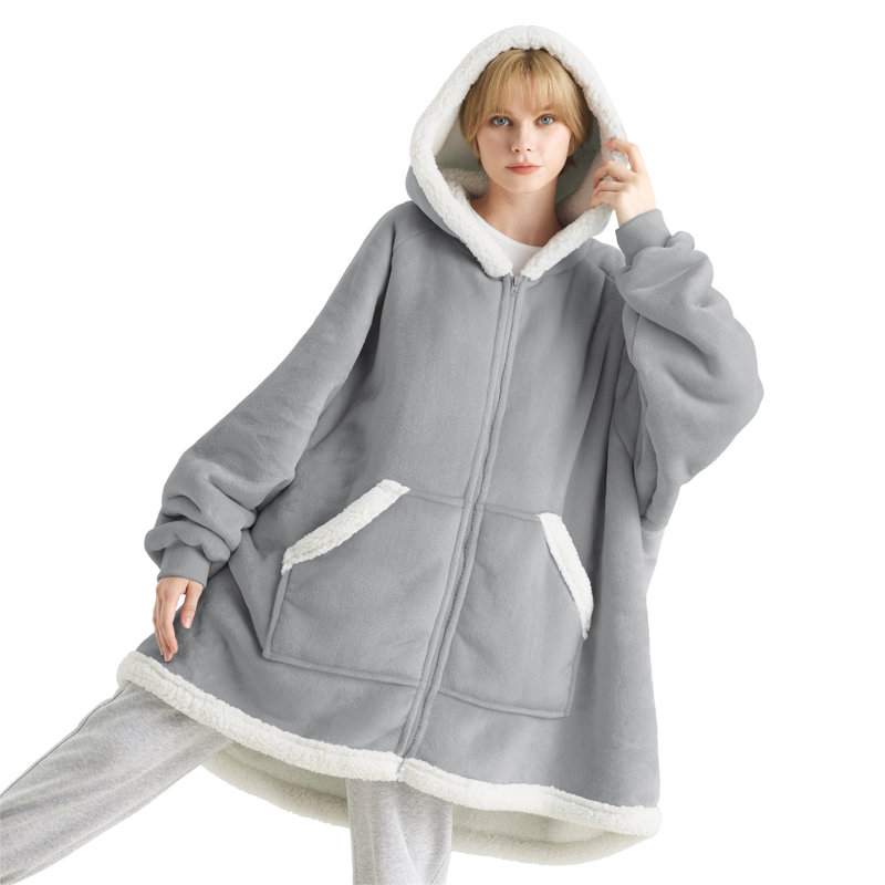 Sweat à capuche avec fermeture à glissière - courte, Gris