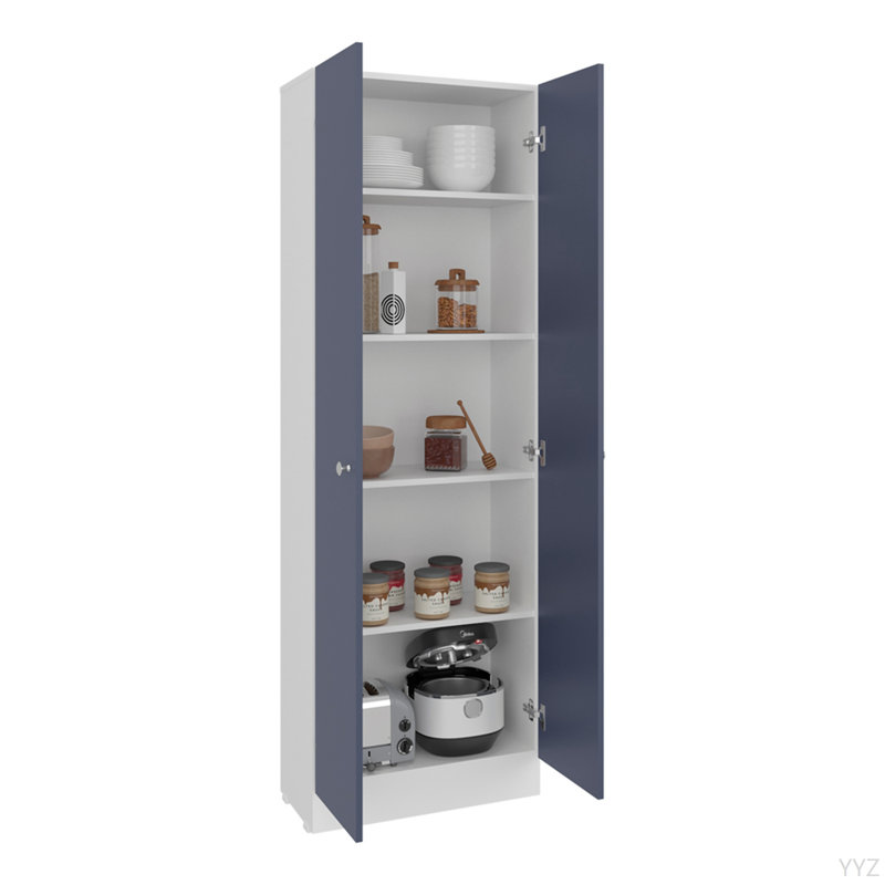 Armoire de rangement à plusieurs étages avec cinq tablettes de rangement et deux portes, solution de rangement et d'organisation pour la cuisine