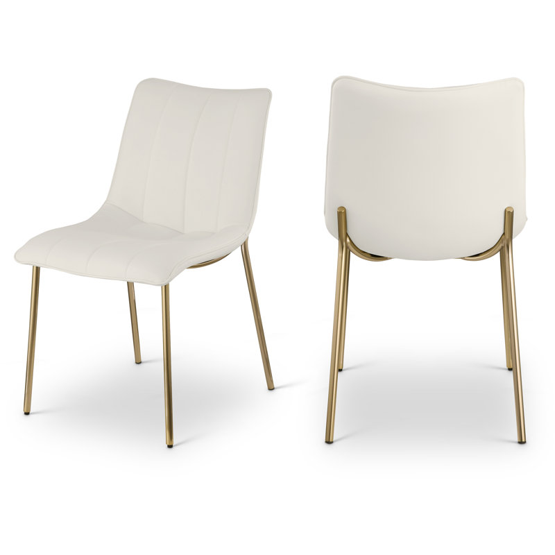 Isla Tufted Side Chair, Off-White Vegan Leather