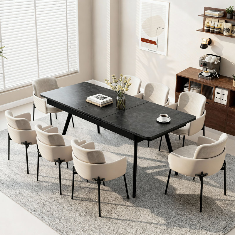 Extendable Dining Table with Steel Base