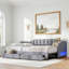 Extendable Upholstered Daybed With 2 Storage Drawers And Led Light-820520824