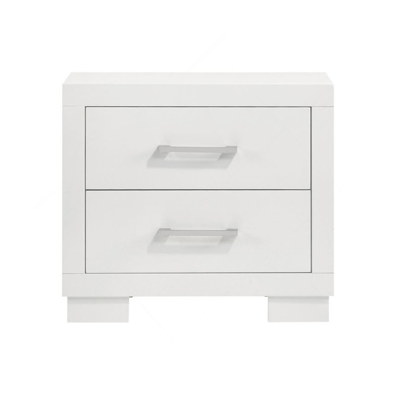 Table de chevet 2 tiroirs en panneau de fibres à densité moyenne, Blanc, crème
