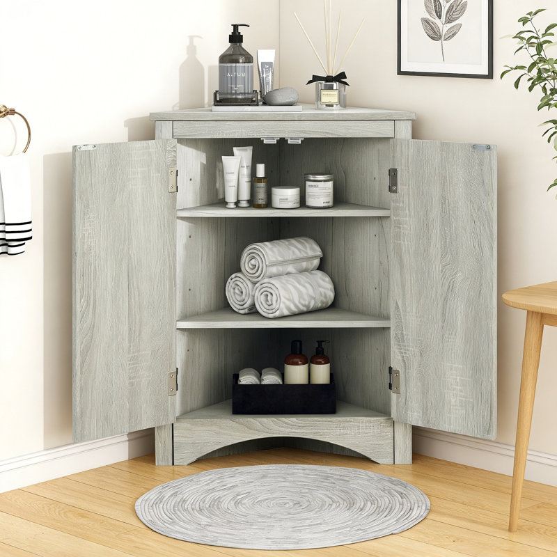 Armoire de rangement en chêne avec tablettes réglables et armoire de plancher autoportante pour la cuisine, Chêne