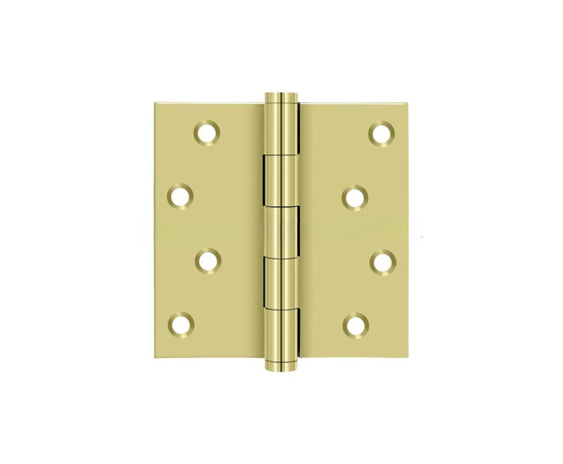 Deltana DSB43-RZ, paire de charnières carrées résidentielles / zigzag en laiton poli 4 po x 4 po, Laiton poli