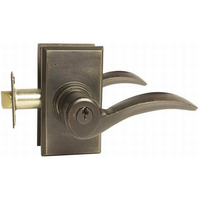 Levier de porte à clé avec rosette Durango, Droite, Bronze moyen