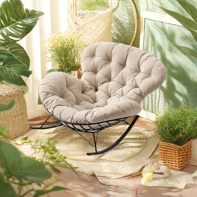 Chaise berçante moderne rembourrée, Marron clair