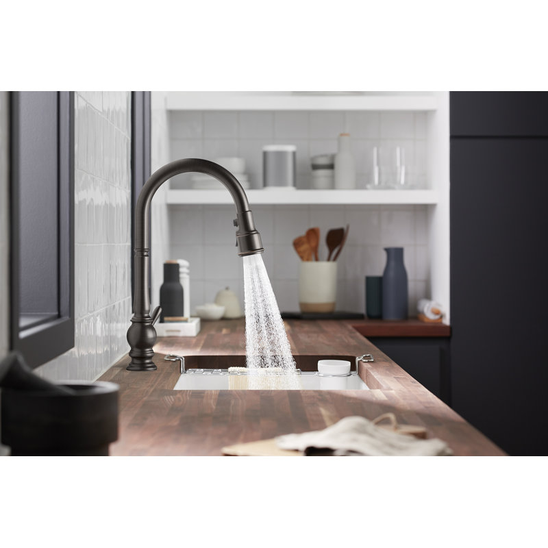 Artifacts® Touchless and Voice-Activated Pull Down Kitchen Sink Faucet with Three-Function Sprayhead, Oil Rubbed Bronze