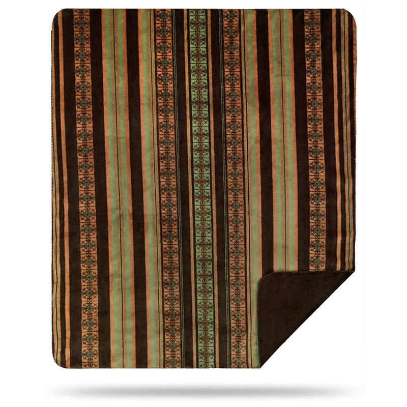 Couverture à rayures chocolat foncé, l 60 po x L 70 po