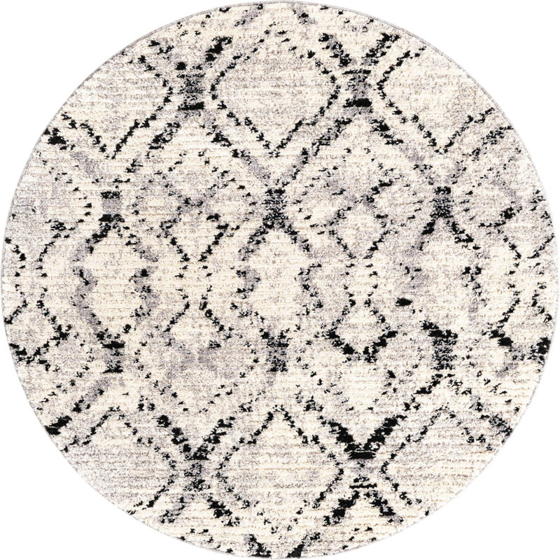 Tapis ivoire à motif géométrique Tucson, Rond 3 pi