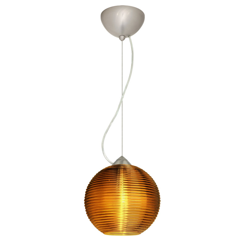 Luminaire sphère suspendu 1 lumières simple Kristall, Nickel satiné, Paillettes