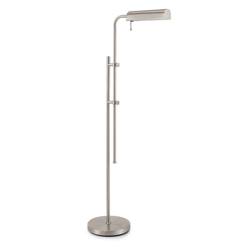 62.5" Industrial 3CCT LED Pharmacy Reading Task Floor Lamp in Nickel, Silver