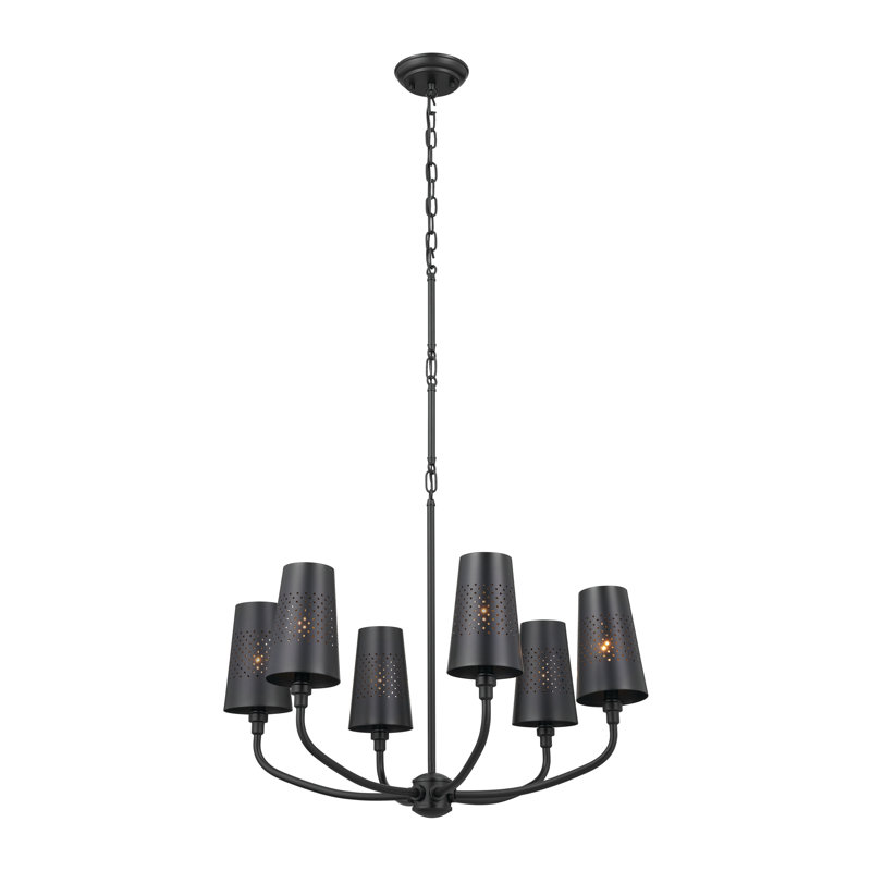 Dimmable Classic / Traditional Chandelier, Black, 19.5" H x 26.75" W x 26.75" D