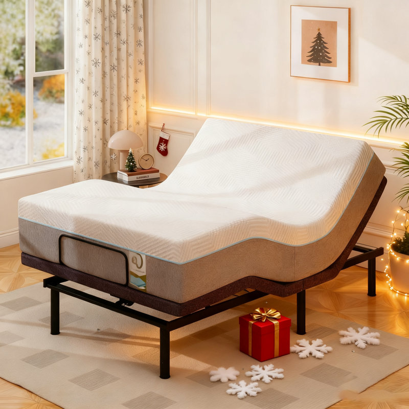 Lit réglable avec matelas en mousse viscoélastique Alwyn Home Sale - télécommande sans fil et fonction de massage, Lit double