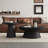 Nesting Round Coffee Table, Wood Cocktail Tables with Ash Side Table(Set of 2)-628864659