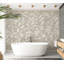 Murale abstraite pelez et collez - feuilles blanches sur fond beige-1577287388