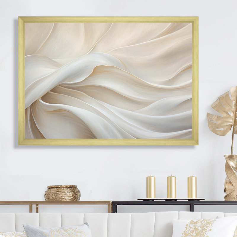 «Ivory Silk Fabric River», reproduction d'art sur toile encadrée, H 30 po x l 40 po, Cadre simple, Doré