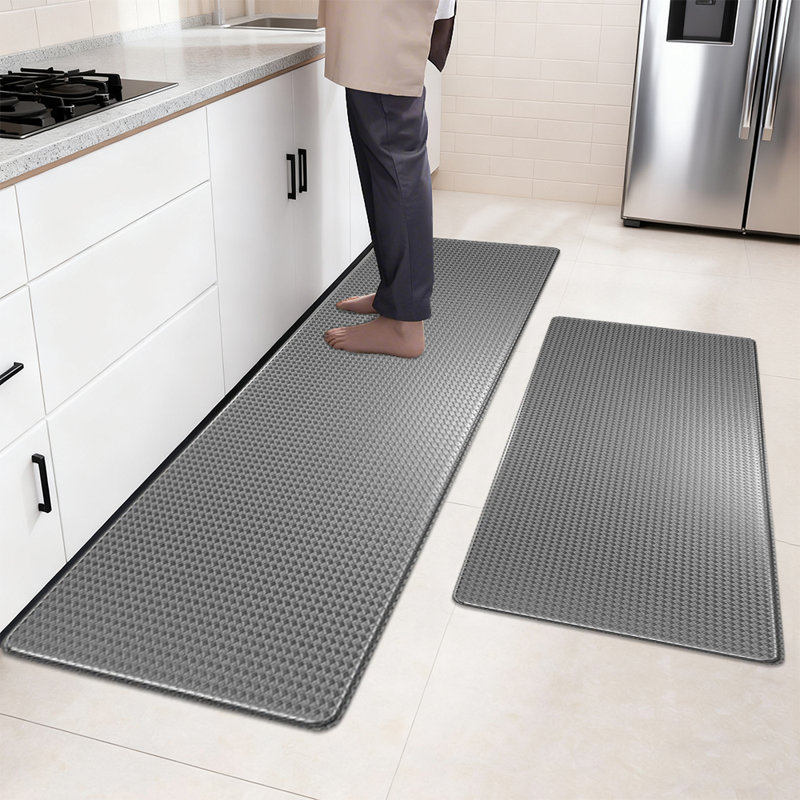 2pcsThick Ergonomic Anti Fatigue Mats for Kitchen Floor, Cushioned Standing Office Desk Mat, Waterproof Scratch Resistant Topside, Supportive All Day Comfort Padded Foam Rugs
