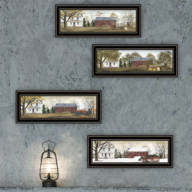 «Trendy Decor 4U», 4 pièces, vignettes, quatre saisons, maisons d'art encadrées pour salon, chambre à coucher, impression murale pour décoration intérieure par Billy Jacobs