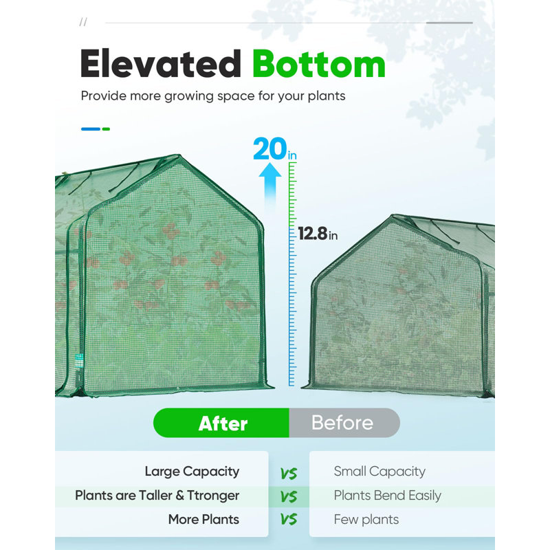 Quictent 71"x36"x36" Portable Mini Cloche Greenhouse w/ Elevated Bottom, Roll-up Zippered Window Waterproof UV-Resistant Hot House for Indoor Outdoor (Green)