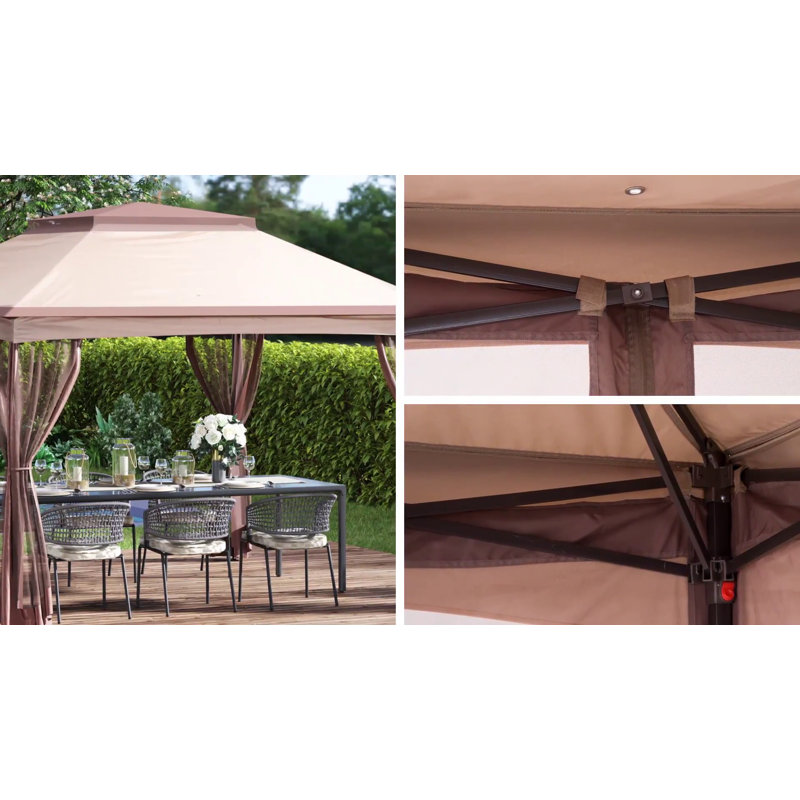 Outsunny Blue Pop-Up Gazebo with Mesh Sidewalls