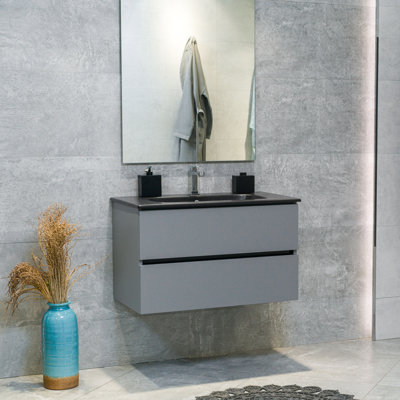 Ensemble de meuble-lavabo mural simple 31 po avec plateau en céramique Veneto