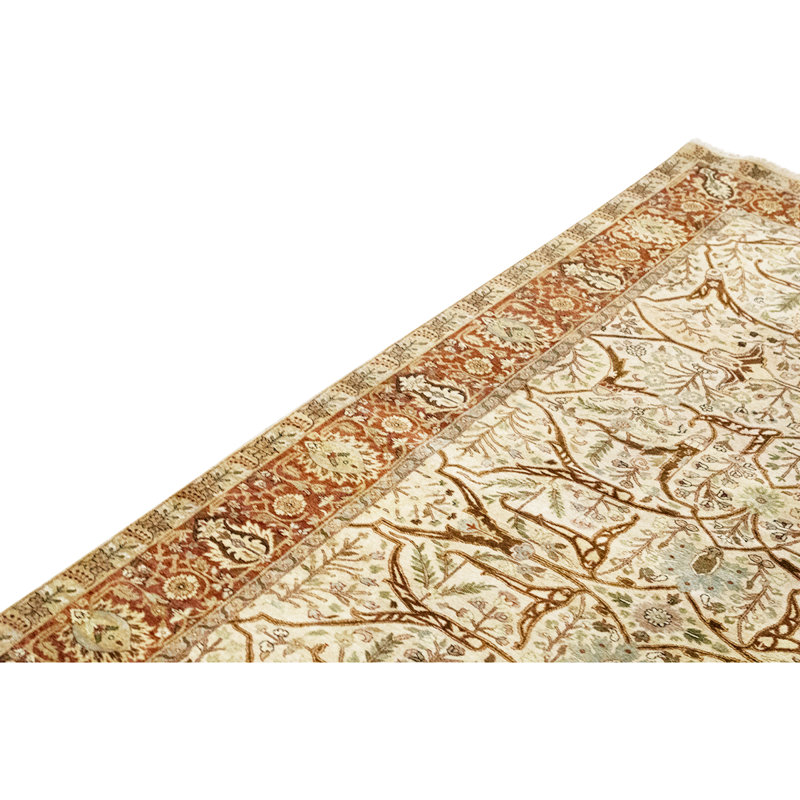 Tapis de couloir beige / rouille en laine noué à la main de conception unique 5 pi x 12 pi