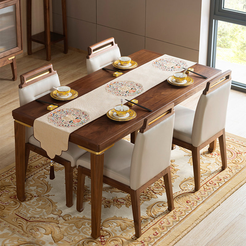 The Solid Wood Dining Room Is Modern And Simple Walnut Solid Wood Dining Table, 31.5" W x 55.12" L