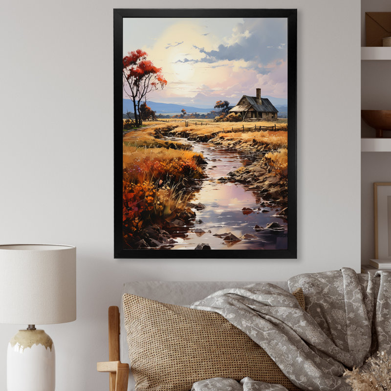 Farmhouse Rustic Retreat II, reproduction d'art sur toile, Cadre simple noir, H 20 po x l 12 po x P 1 po