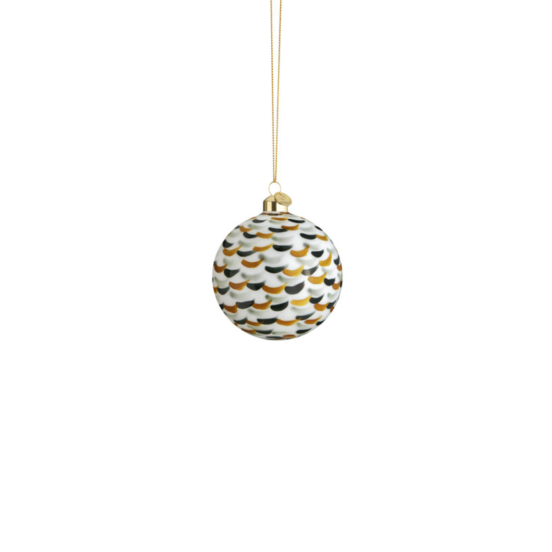 Ornement boule de Noël souvenir, Blanc / Bleu / Jaune
