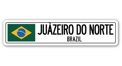 Plaque de rue en aluminium Juàzeiro Do Norte, drapeau du Brésil