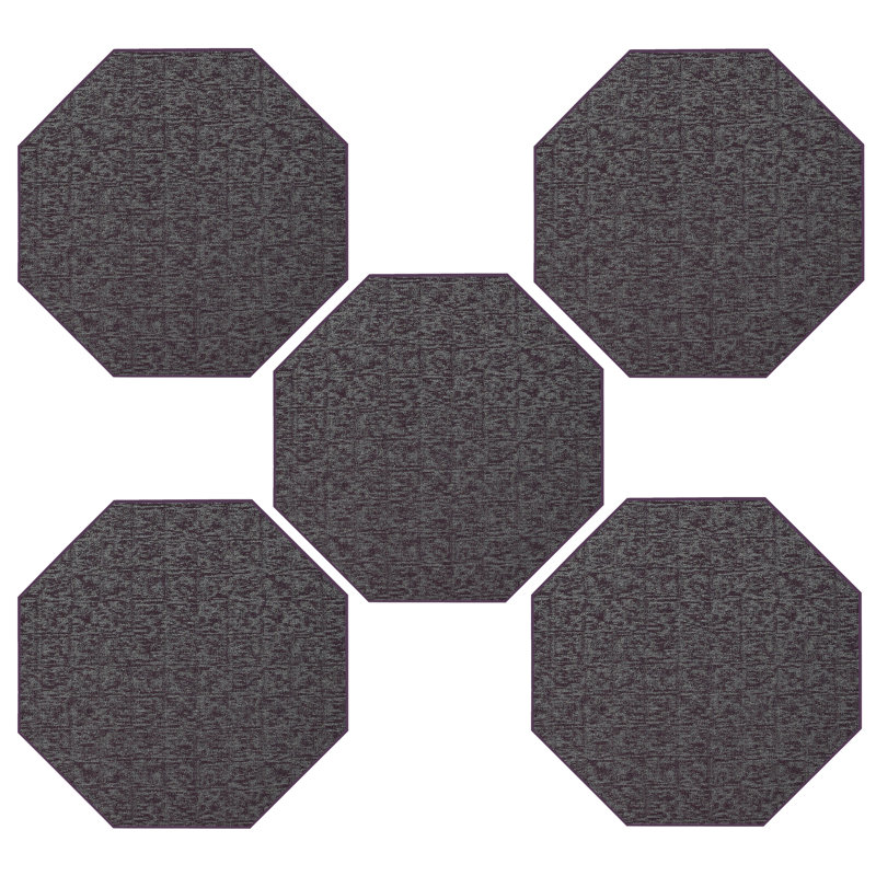 Ensemble de tapis intérieur / extérieur en nylon touffeté à la machine Geometric, Purple, Octogone 3 pi