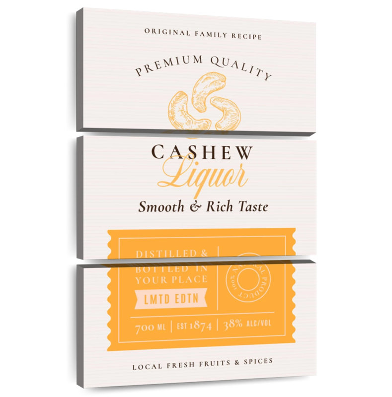 Tergel Cashew Liquor Label, 65" H x 42" W