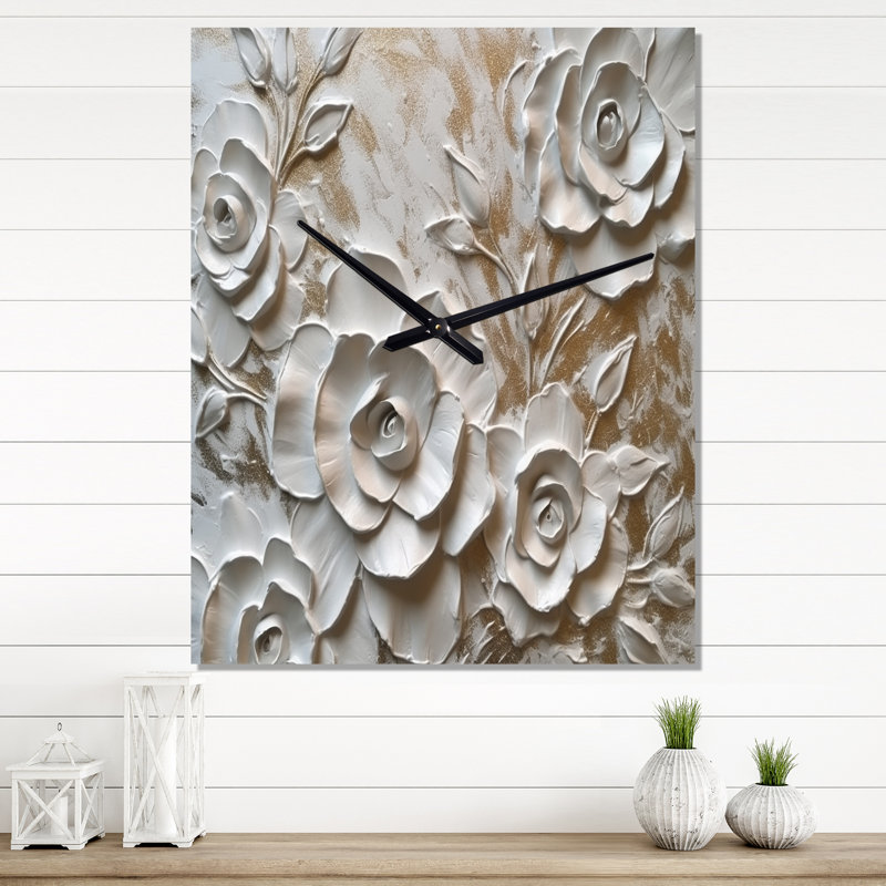 Roses en fleurs - Horloge murale moderne, Grand