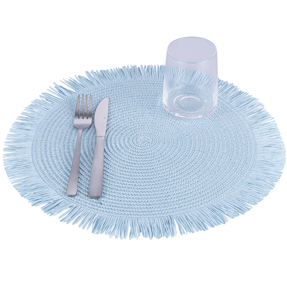 Set 4 Shades Of Ocean Tischsets mit Fransen