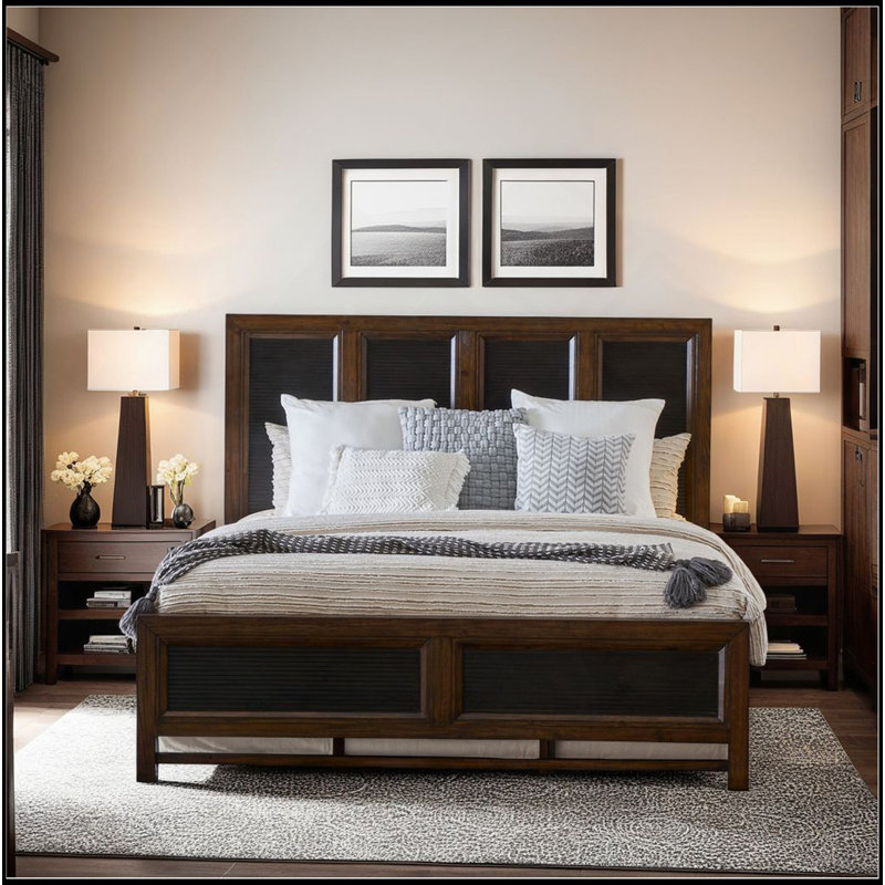 Panel Bed, Two-Tone Finish, Queen
