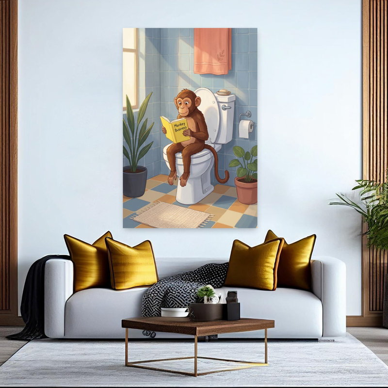 Reading Monkey Business by Andreas Magnusson - Wrapped Canvas Print, 152.4 cm H x 101.6 cm W