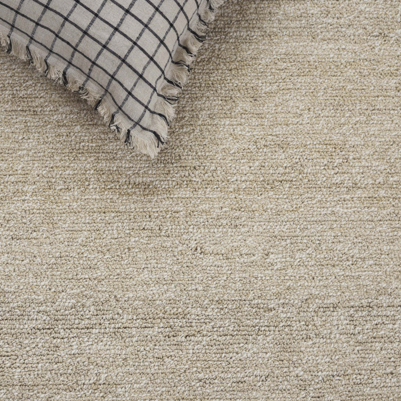 Nefretiri Natural Fiber Hand Tufted Jute Cotton Solid Color Rug in Bleach/Natural, Square 6'