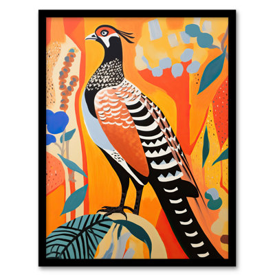 Autumn Pheasant Bird Vibrant Folk - Single Picture Frame Print