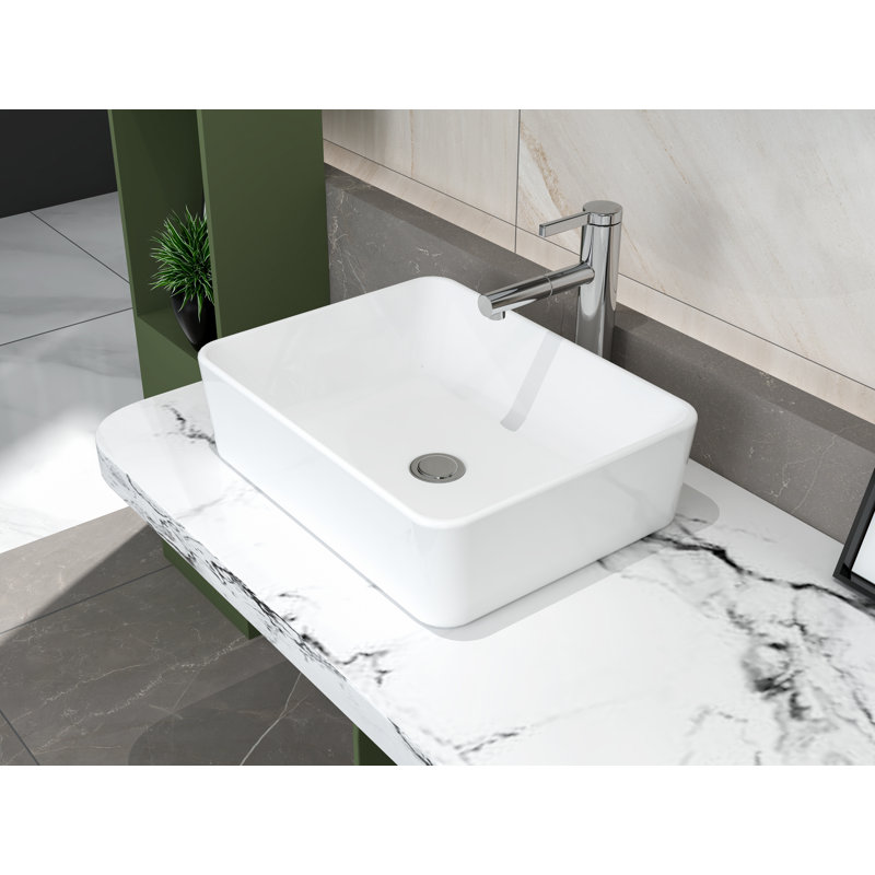 Belfry Bathroom Poppe 48mm L x 37.5mm W White Ceramic Rectangular Sink
