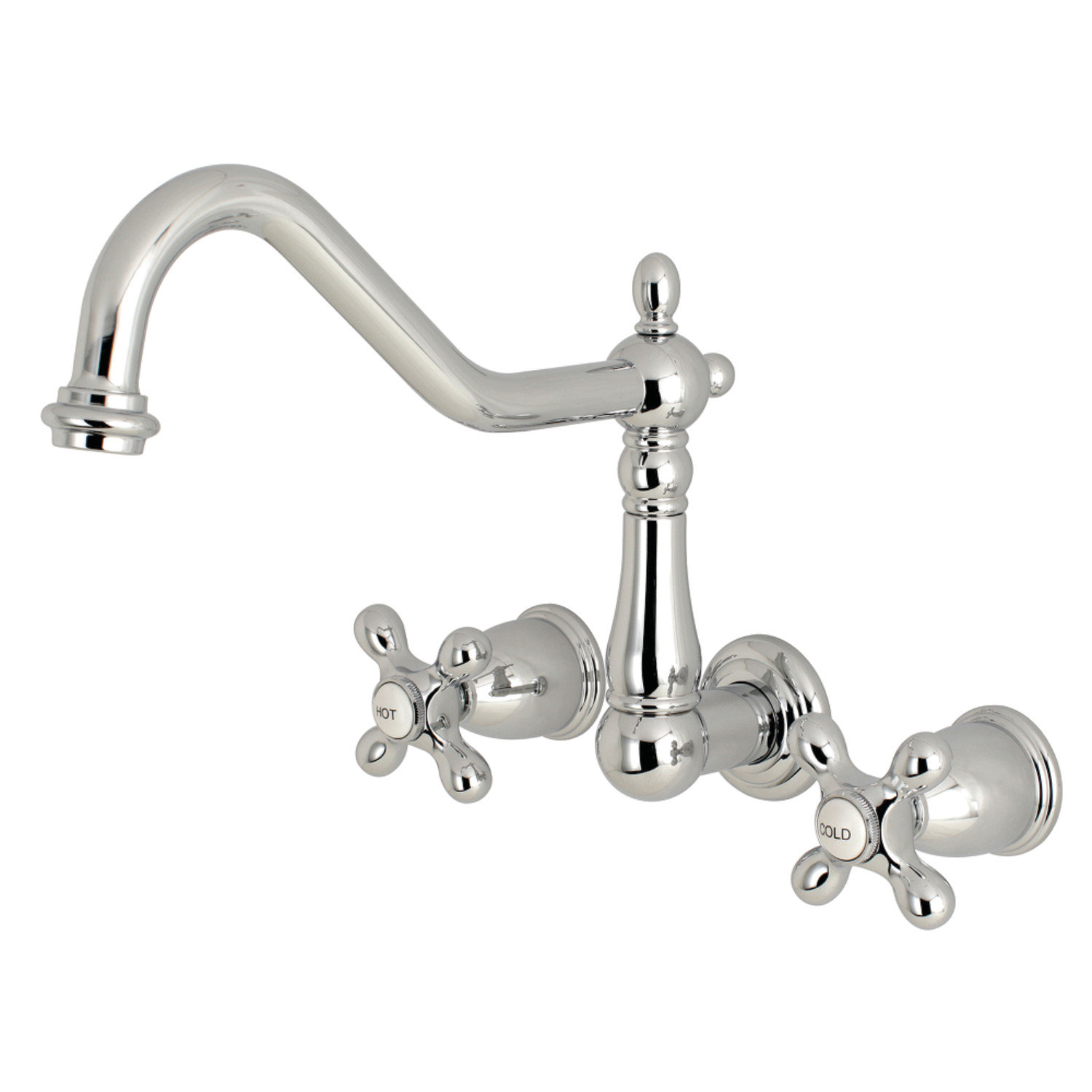 Kingston Brass Heritage Two-Handle 3-Hole Wall Mount Roman Tub Faucet, Polished Chrome