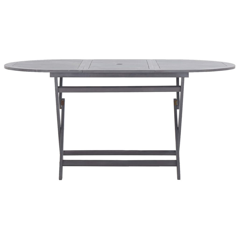 Zohrab Rectangular Acacia Folding Outdoor Dining Table With Umbrella Hole , 160cm cm W 85cm cm D