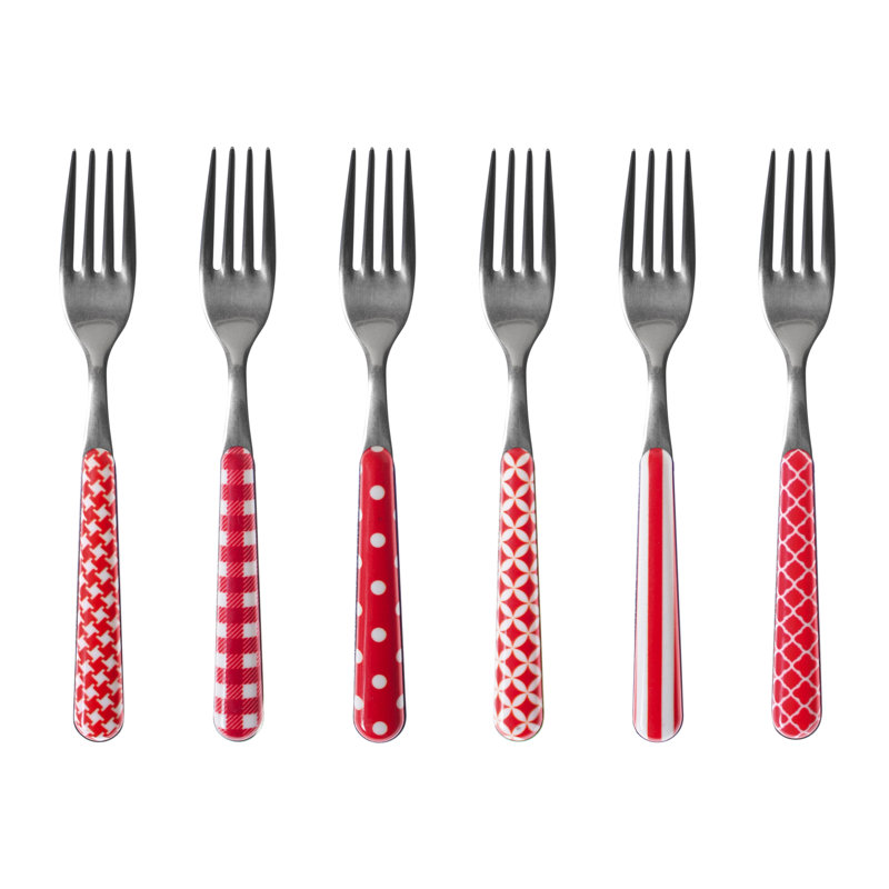 Minchinhampton Stainless Steel Salad / Dessert Fork, Blue/White