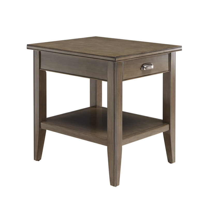Laurent Solid + Manufactured Wood End Table with Drawer, Gray