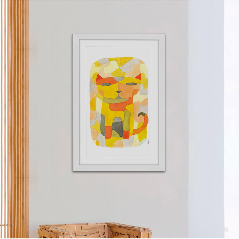 Chat 1, reproduction d'art, H 36 po x l 24 po, Cadre blanc