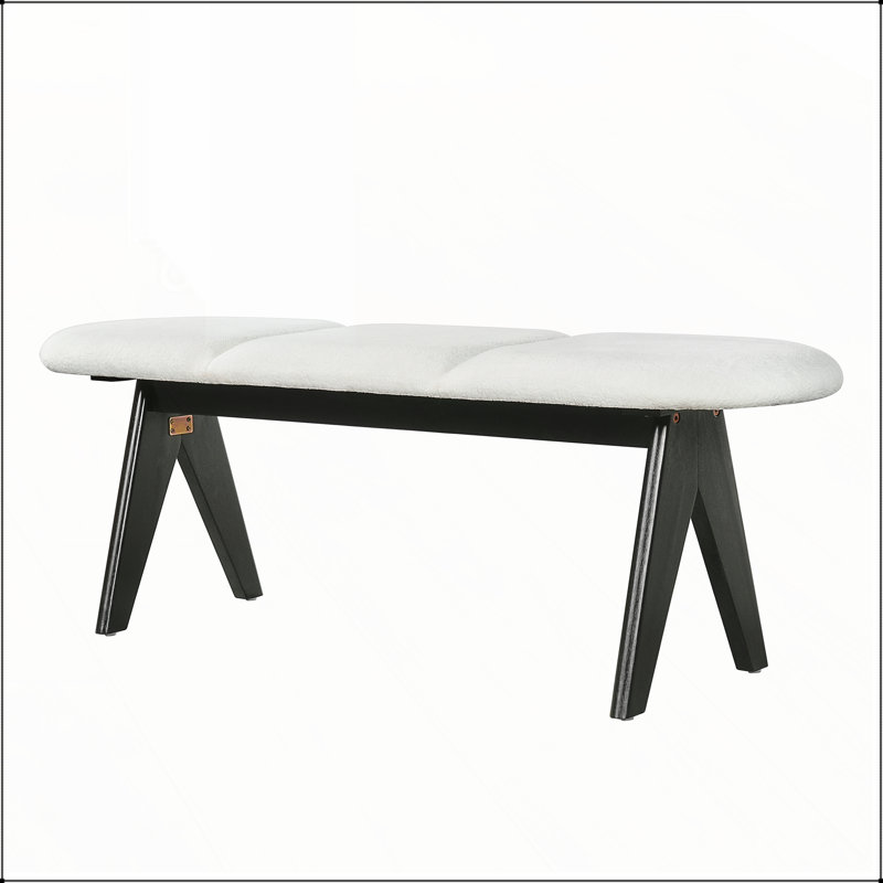 Banc rembourré moderne noir et blanc avec une construction robuste et des sièges confortables, parfait pour les vestibules et les espaces de vie