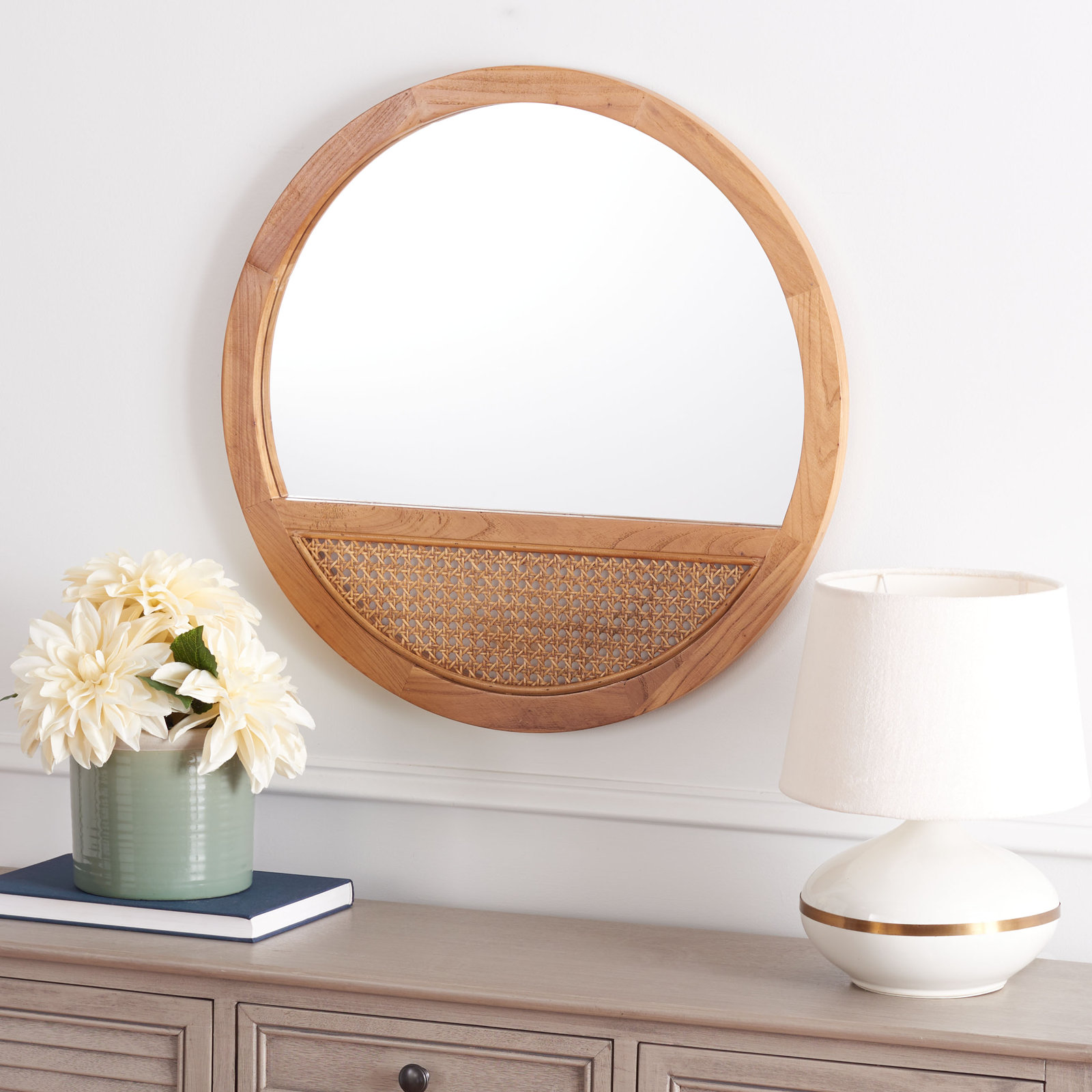Ernesto 24" Accent Mirror, 23.50" x 23.50", Brown